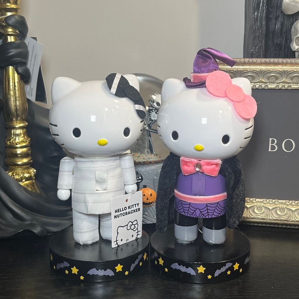Hello Kitty Halloween Mummy Witch Nutcracker Figurines Bundle (2)